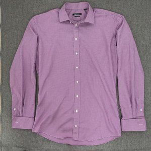 Indochino Men's Button Down Shirt Gingham Collared Long‎ Sleeve 100% Cotton